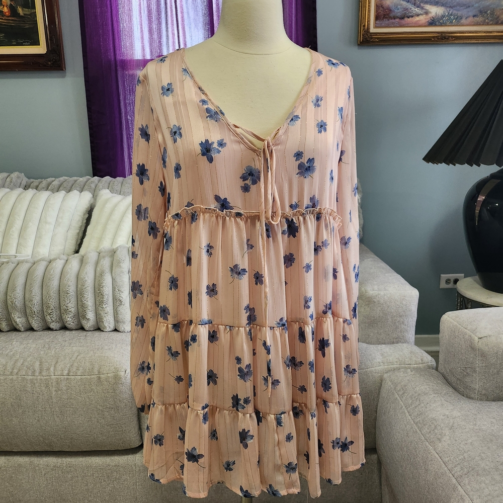Altar'd State Pink and Blue Floral Dress